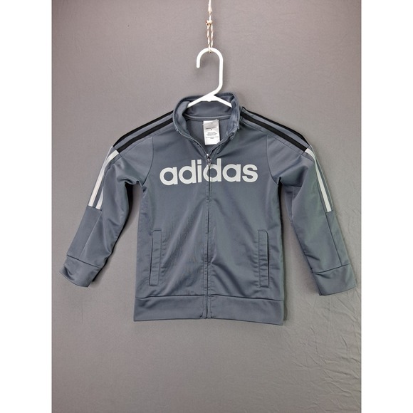 adidas Other - Adidas Track Jacket Youth Size 5 Grey Full Zip 3-Stripe Athletic Logo Coat